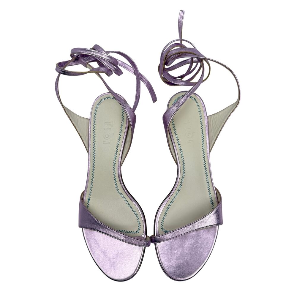 Tibi Metallic Violet Lace-Up Sandal Ankle Wrap Leather Made in Italy Sz 37